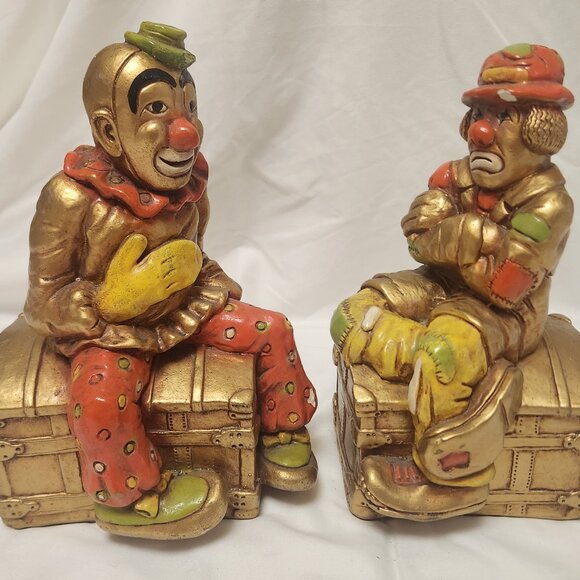vintage clown bookends fabulous fun - Picture 1 of 12